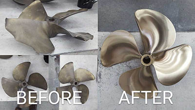 Before After Prop Damage Repair Bronze Helena Montana Boat Propeller Repair Shop